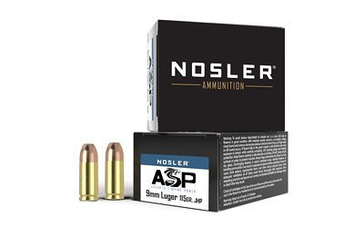 Nosler ASP 9mm 115-grain Jacketed Hollow Point (JHP) ammunition 20-count