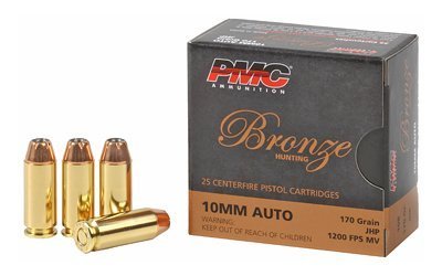 PMC Bronze 10mm Auto 170-grain Jacketed Hollow Point (JHP) ammunition