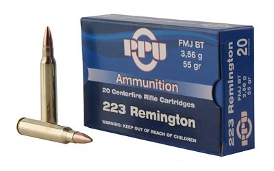 PPU PP223S .223 Rem 55-grain Soft Point ammunition