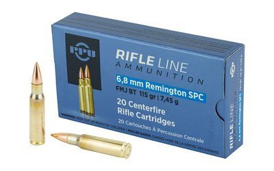 PPU PP68F 6.8mm Remington SPC 115-grain FMJBT ammunition