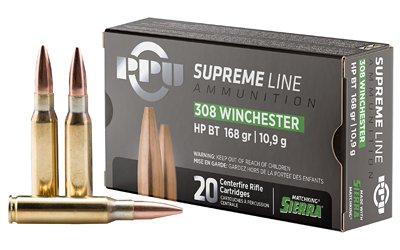 PPU Supreme .308 Win 168-grain Sierra MatchKing BTHP ammunition