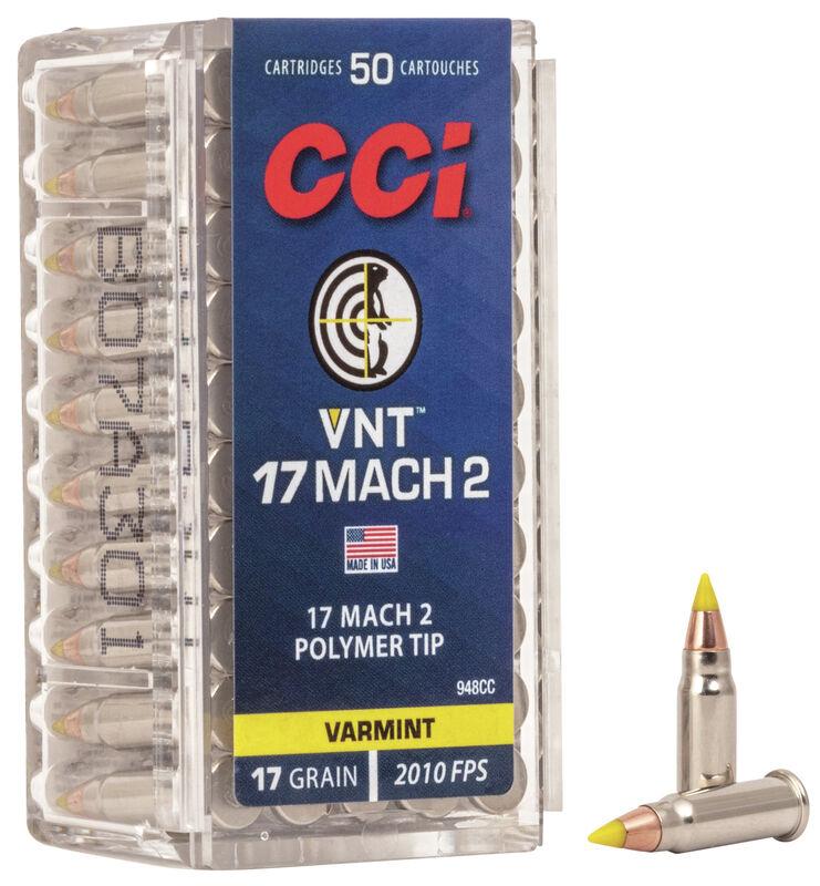 CCI VNT .17 Mach 2 17-grain jacketed polymer tip ammunition