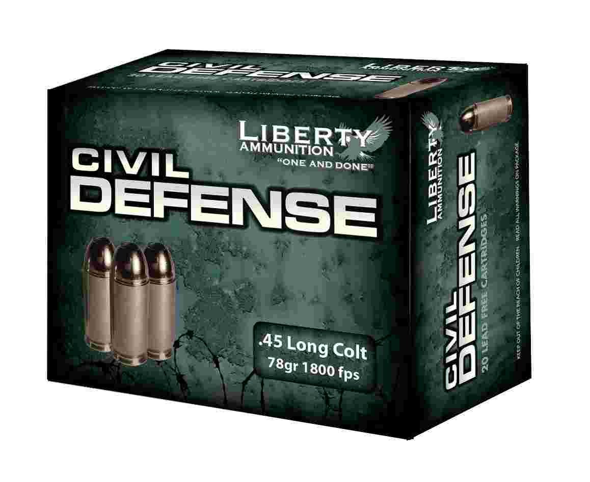 Liberty Civil Defense .45 Colt 78gr Copper Monolithic Fragmenting Hollow Point ammunition