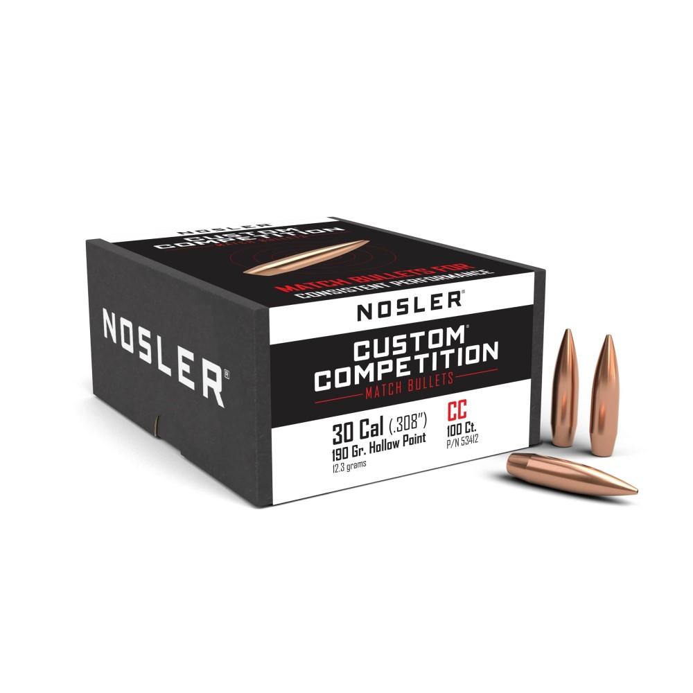 Nosler Custom Competition Bullets .30 cal .308" 190 gr HPBT 100/ct