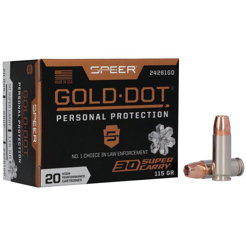 Speer Gold Dot .30 Super Carry Gold Dot Hollow Point ammunition 20 round box