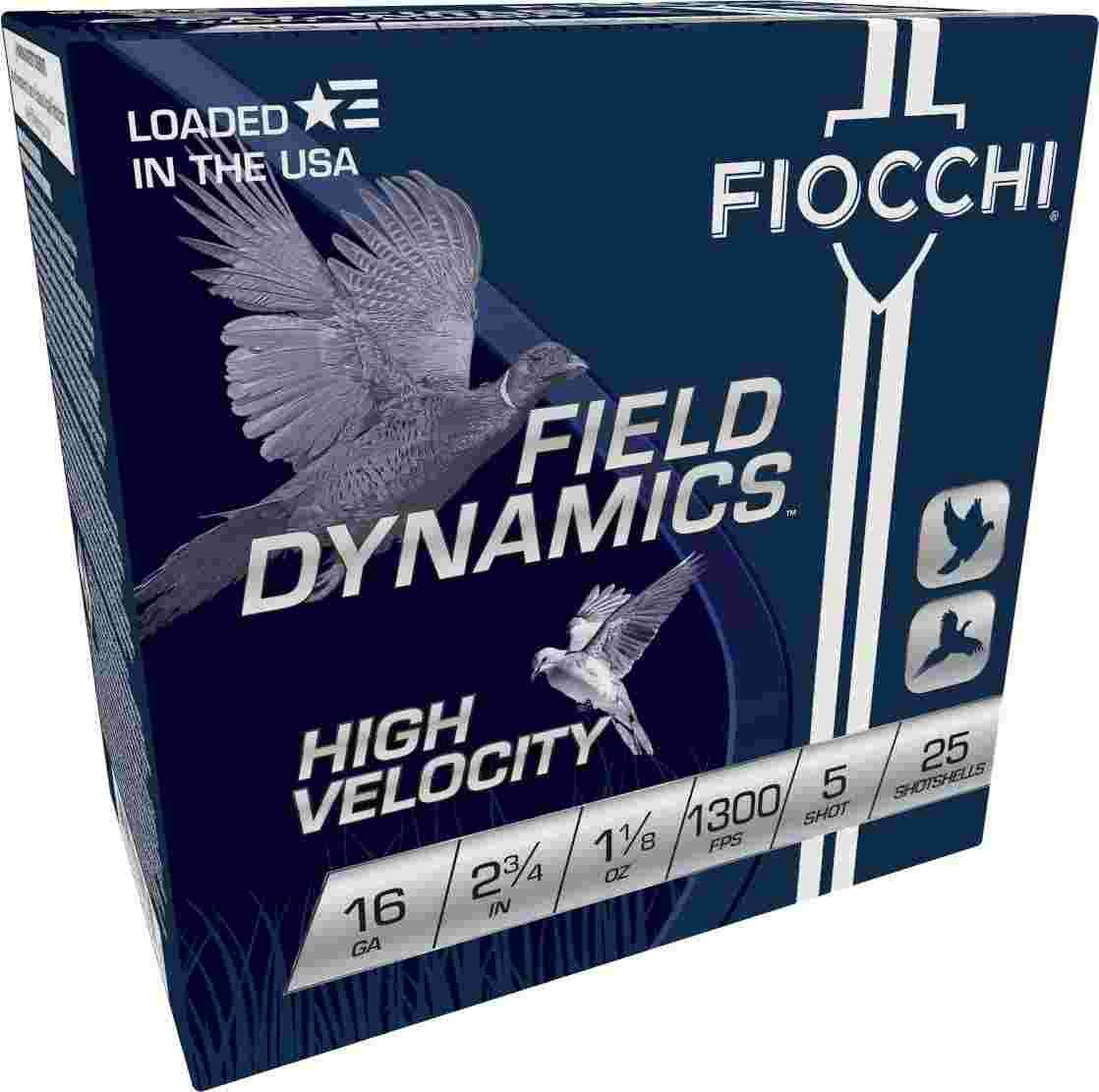 Fiocchi High Velocity 16 Gauge 2.75 in 1-1/8 oz #5 lead shot shells