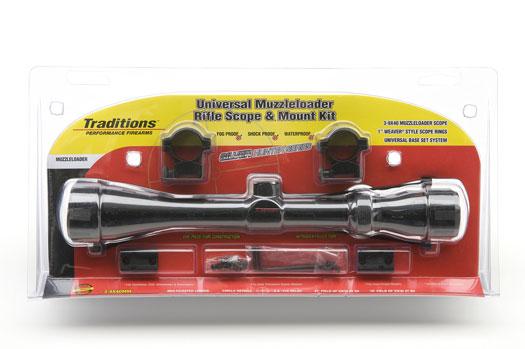 Traditions Muzzleloader Rifle Scope and Mount Kit 3-9x40 Matte Scope Medium Rings and Two-Piece Base A1171