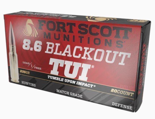 Fort Scott Munitions 8.6 Blackout 235-grain solid copper TUI ammunition 20rd box