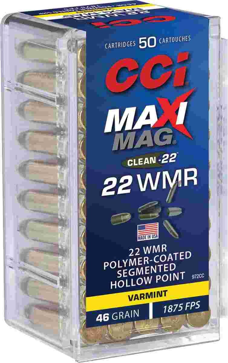 CCI Maxi-Mag .22 WMR Segmented Hollow Point (SHP) ammunition 50/box