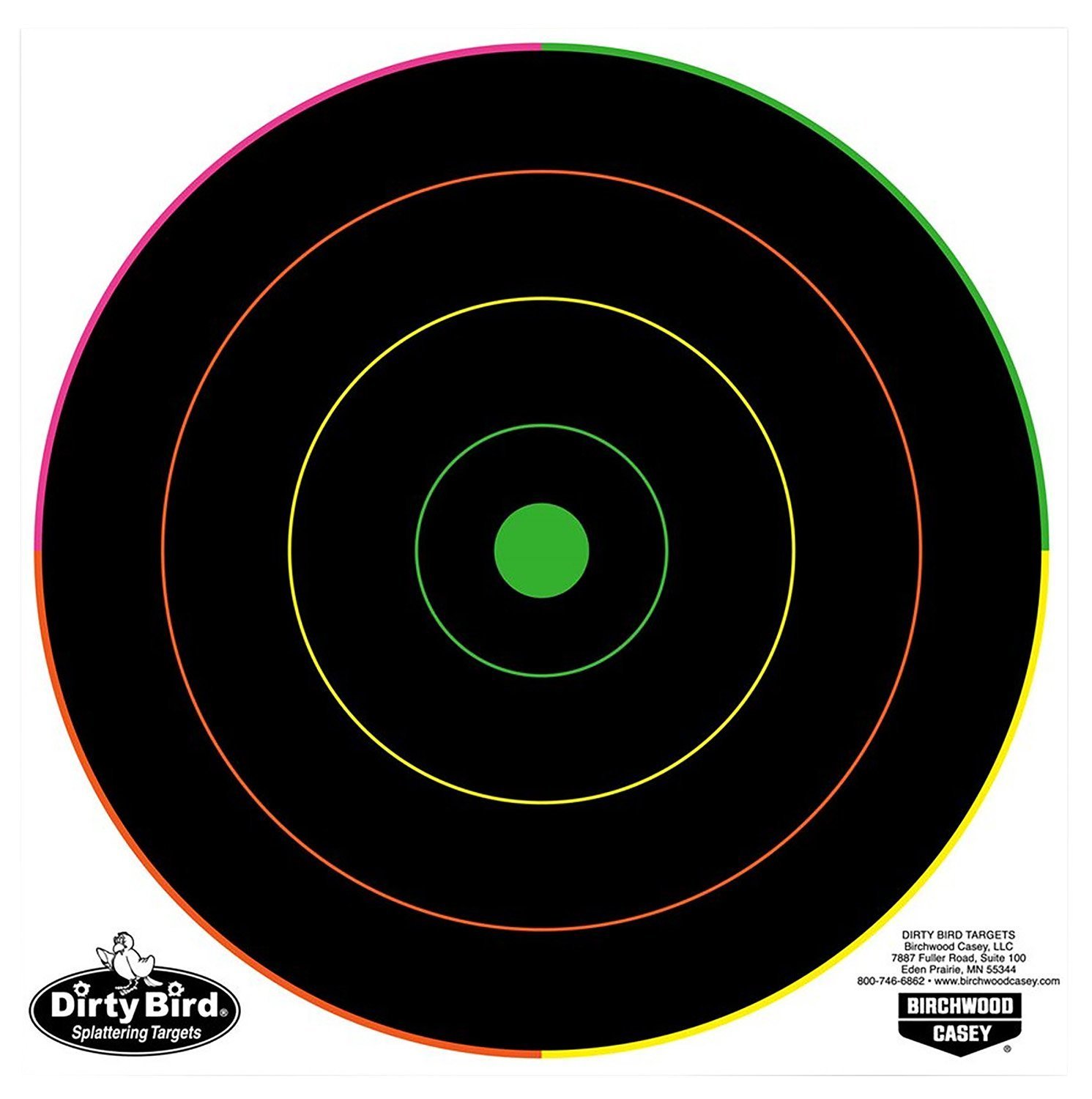 Birchwood Casey 35820 Dirty Bird  8" Bullseye Tagboard Hanging Pistol/Rifle Black/Green 20 Per Pkg