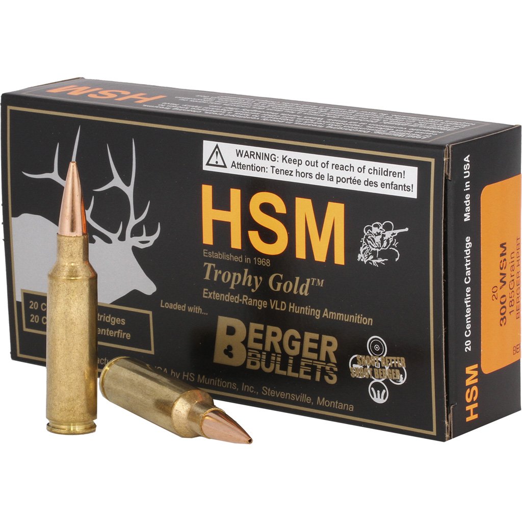 HSM Trophy Gold .300 WSM 185-grain Berger Hunting VLD Match ammunition