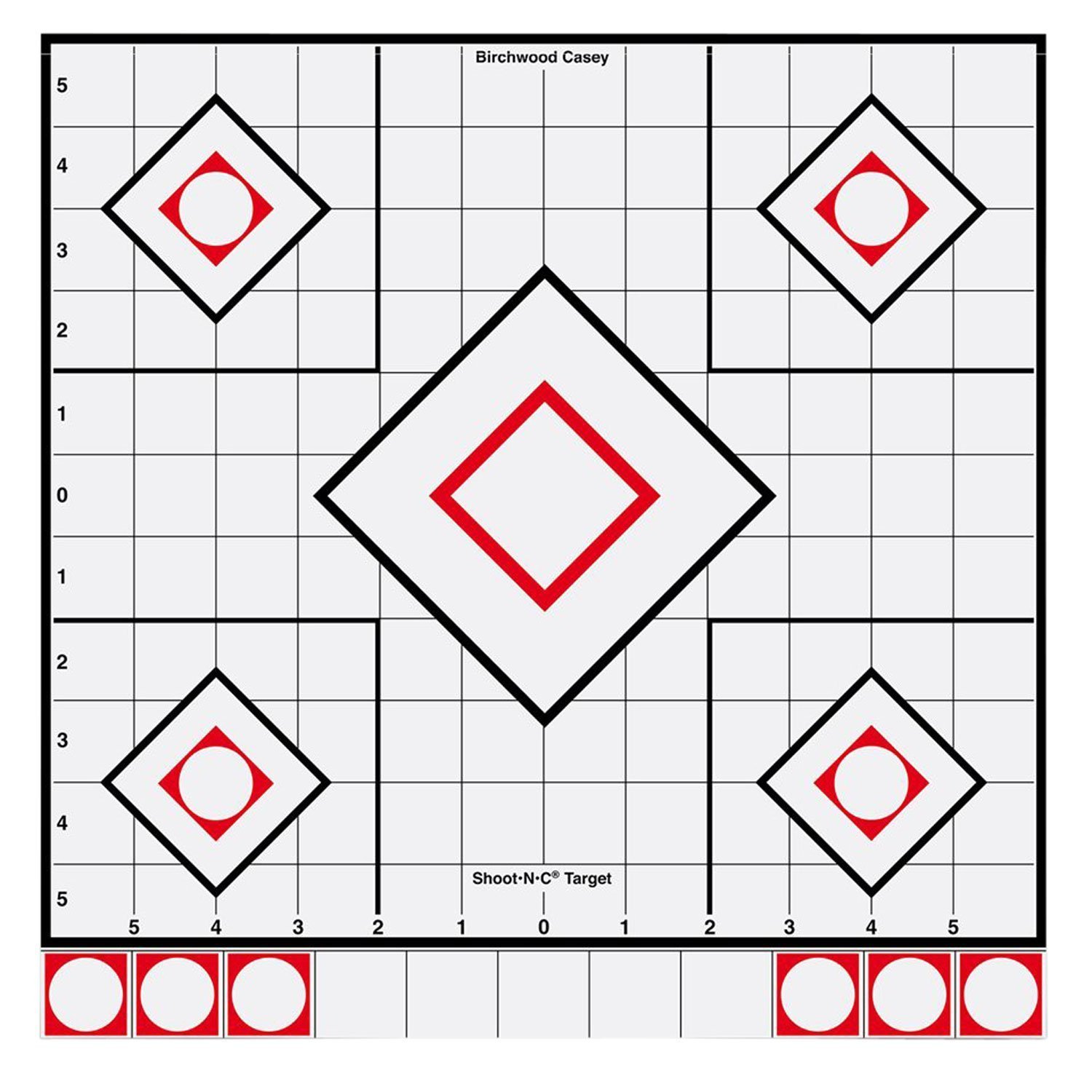 Birchwood Casey 34219 Shoot-N-C Reactive Target Self-Adhesive Paper White/Red 12" 5-Diamond 5 Pack