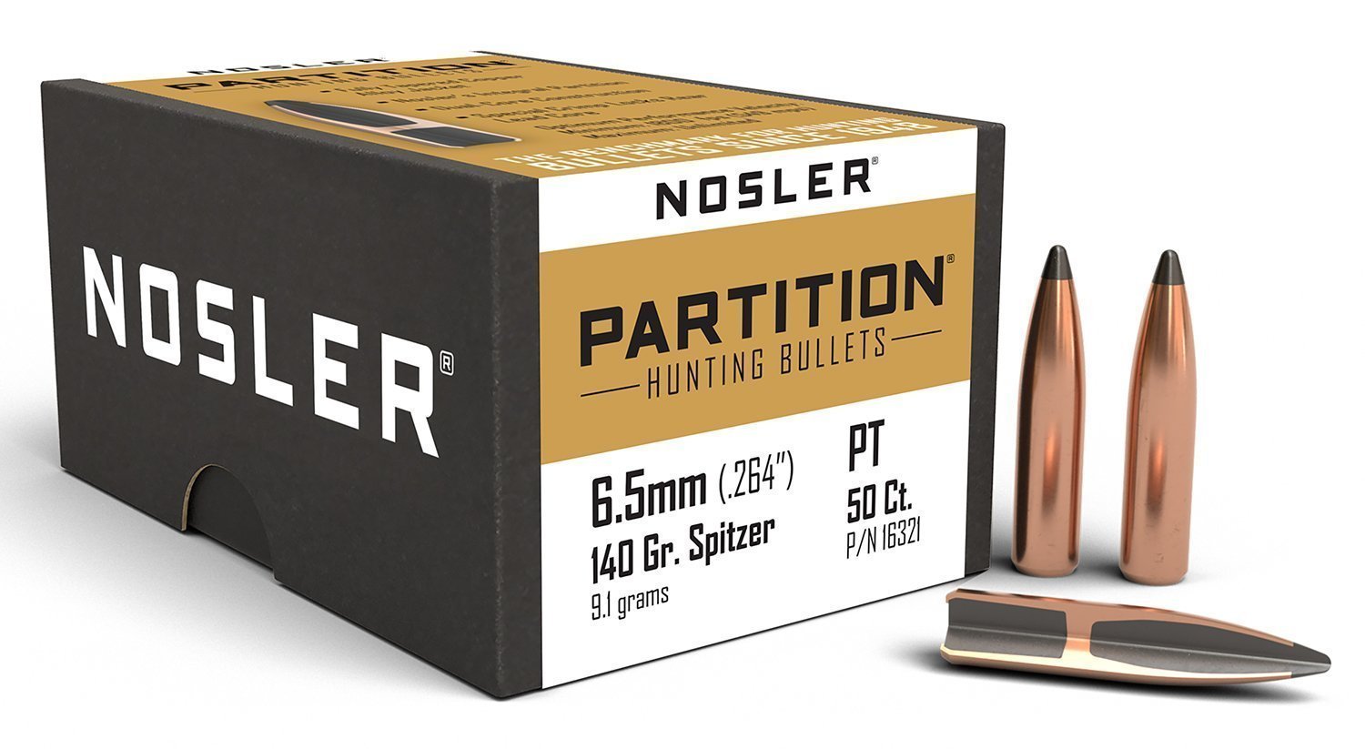 Nosler 16321 Partition 6.5Creedmoor 140gr Spitzer 50/Box