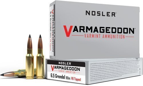 Nosler Varmageddon 6.5mm Grendel 90-grain Flat Base Tipped ammunition