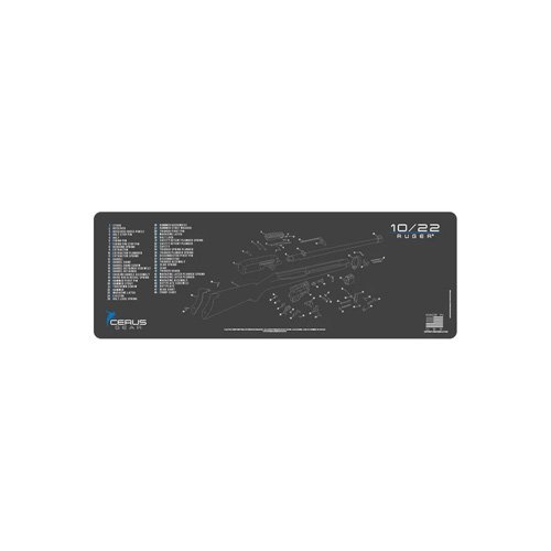 RUGER 10/22 RIFLE MAT - CHARCOAL GRAY/CERUS BLUE, 12" X 36"