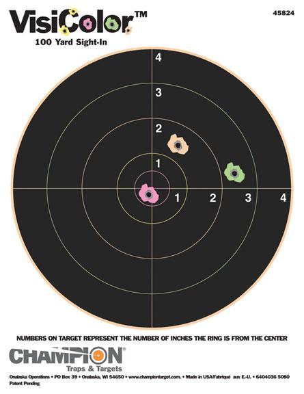 Champion VisiColor High-Visibility Paper Targets 8" Bull 8.5" X 11" 10/Pack