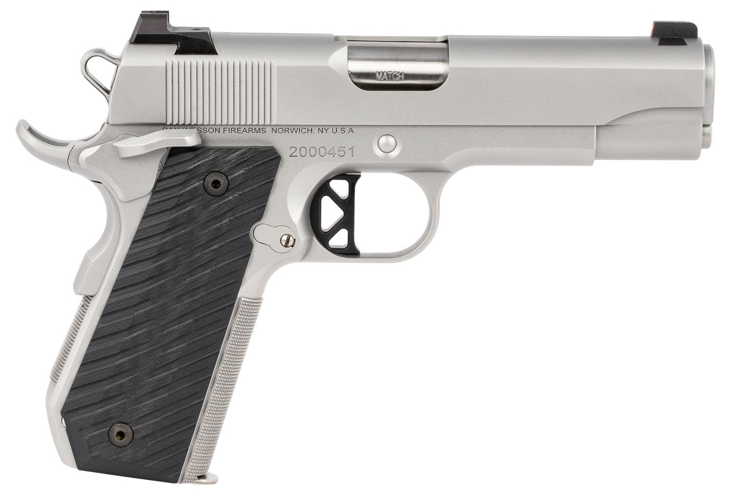 Dan Wesson 01827 V-Bob  45 ACP 8+1 4.25" Match Grade Barrel, Forged Stainless Steel Frame w/Beavertail, Serrated Bead Blasted Stainless Steel Slide, Black G10 Grip