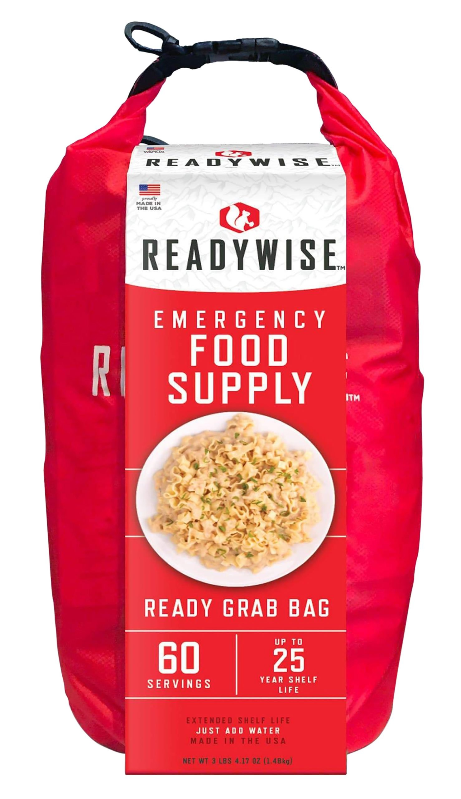 ReadyWise RW01641 7 Day Emergency Grab Bag 60 Servings, 10 Mylar Pouches, 13,920 Total Calories, About 60 Cups of Water Needed