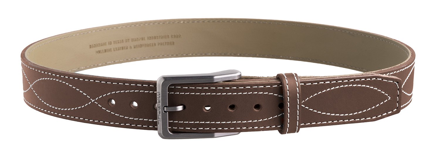Magpul MAG127621046 Tejas EL Pistolero Chocolate Brown Bull Hide 46" 1.50" Wide Buckle Closure