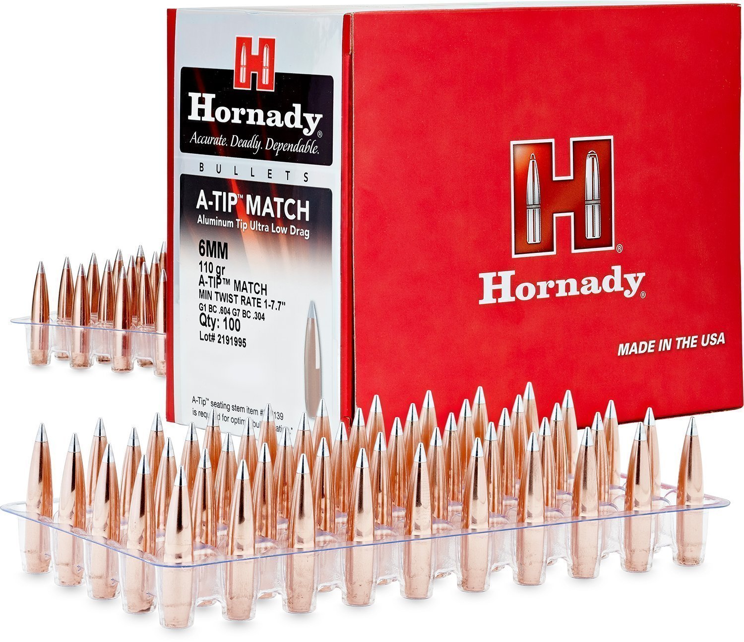 Hornady 245312 6mm .243 110gr A-Tip Match 500 Per Box/6 Case