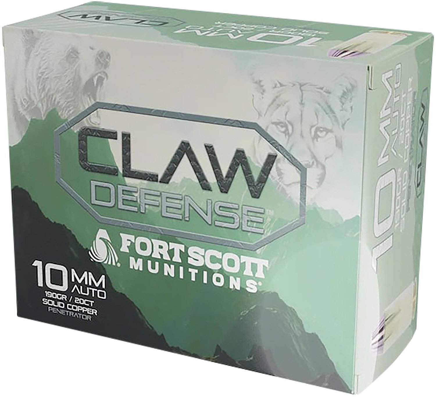 Fort Scott Munitions Claw Defense 10mm 190-grain Flat Nose ammunition