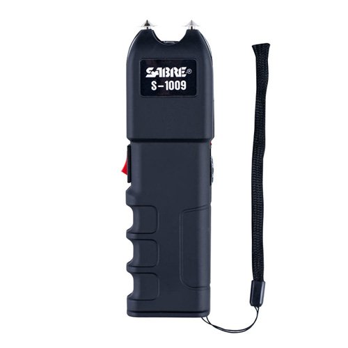 STUN GUN & FLASHLIGHT - BLACK, 1.25 µC, 120 LUMENS, ANTI-GRAB BAR