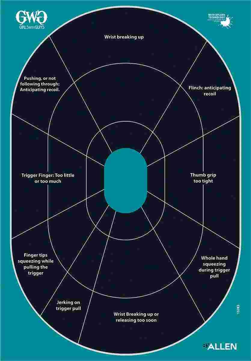 Allen Girls with Guns Splash Adhesive Oval Silhoutte Target 12x18 - 5/ct
