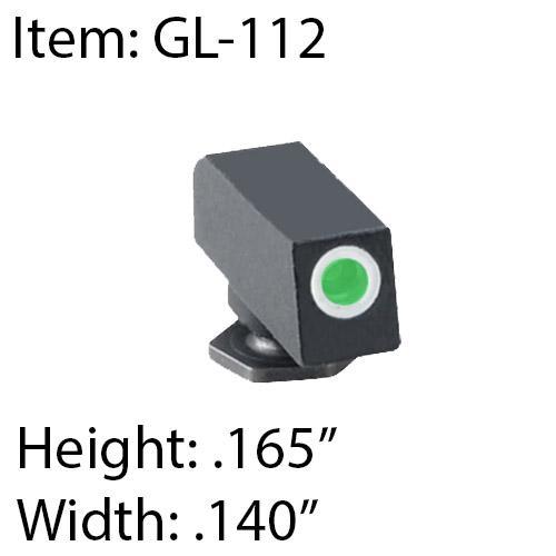 Ameriglo Glock tritium front sight 0.165 H x 0.140 W green white outline