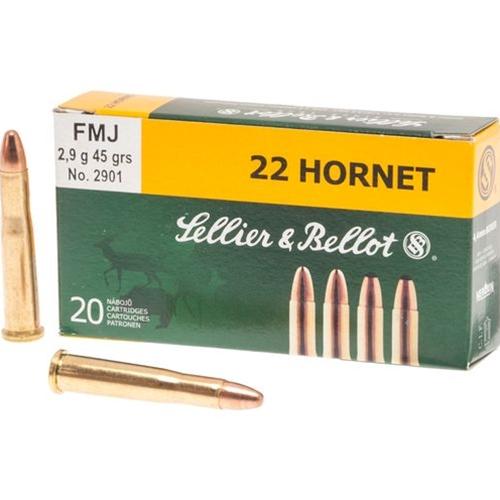 Sellier & Bellot .22 Hornet 45-grain FMJ ammunition 20 rounds
