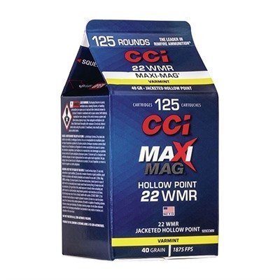 CCI Maxi‑Mag .22 WMR 40-grain Jacketed Hollow Point ammunition