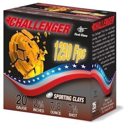 Challenger First Class Sporting Clay 20 Gauge 7/8 oz #7.5 shot shells