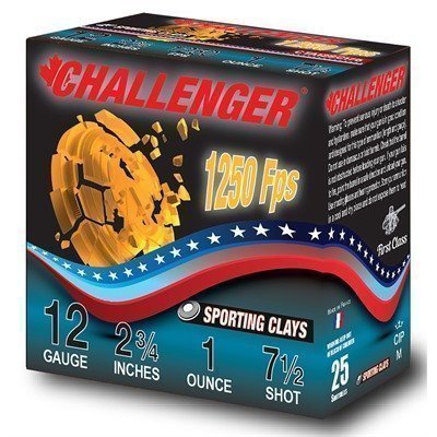 Challenger Ammo Sporting Clay 12 Gauge 2-3/4 in 1oz #7.5 shot ammunition