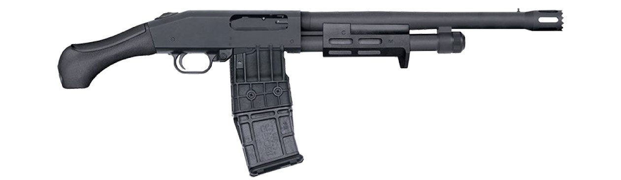 Mossberg 590M Shockwave Breacher 12 Gauge pump-action shotgun 14.37 in