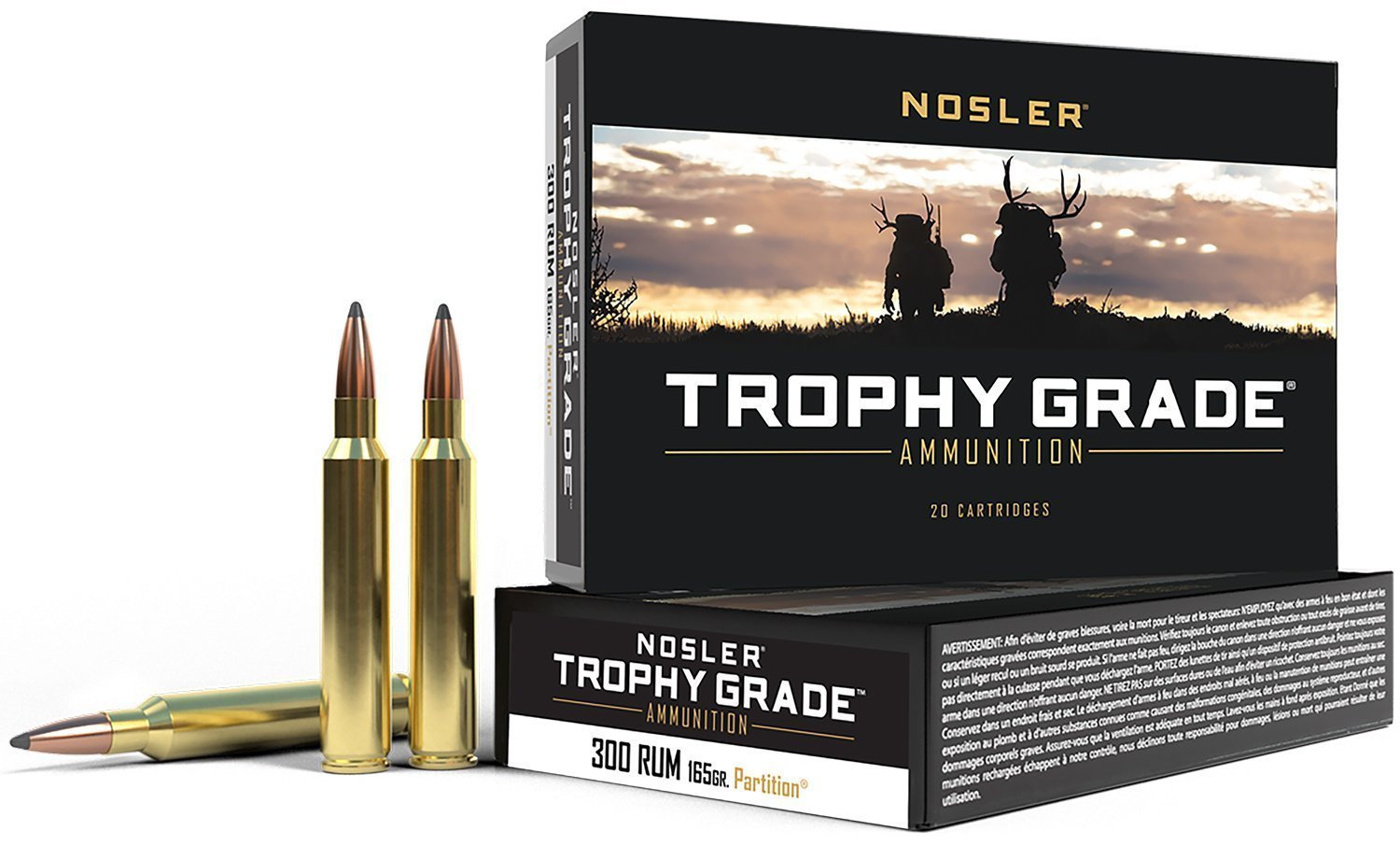 Nosler Trophy Grade .300 RUM 165-grain Spitzer Partition ammunition