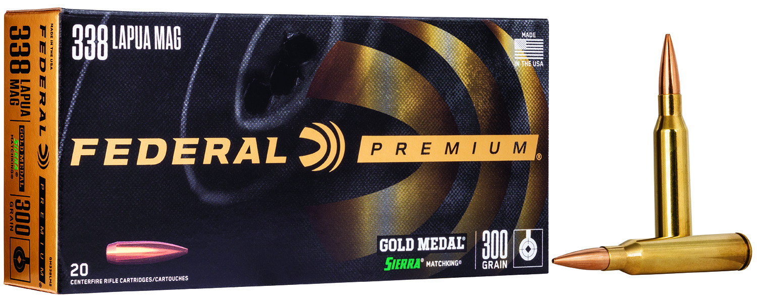 Federal Premium Gold Medal GM338LM2 .338 Lapua Magnum 300-grain Sierra MatchKing BTHP ammunition