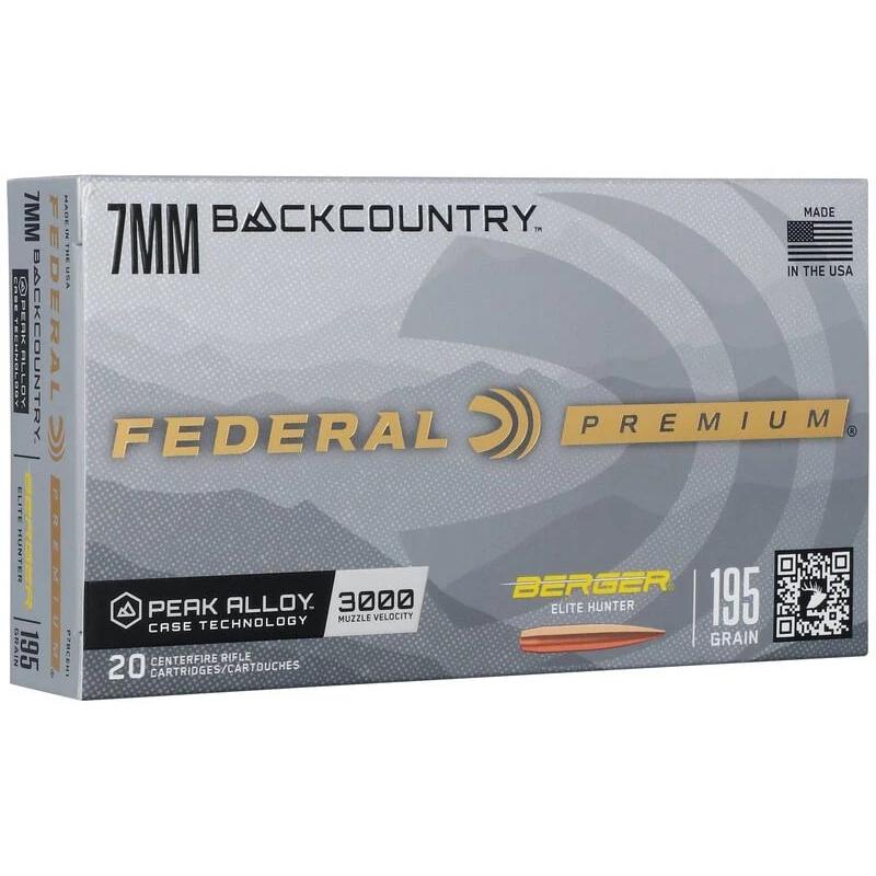 Federal Premium Berger Elite Hunter 7mm Backcountry 195-grain Jacketed Hollow Point ammunition