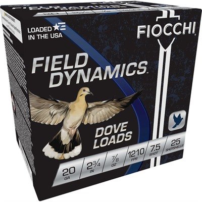 Fiocchi Dove & Quail 20 Gauge 2.75in 7/8 oz #7.5 lead shot shells