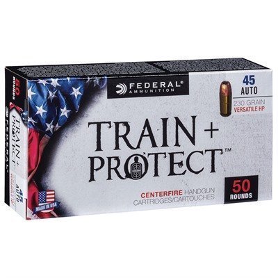 Federal Train + Protect .45 ACP 230-grain Versatile Hollow Point (VHP) ammunition