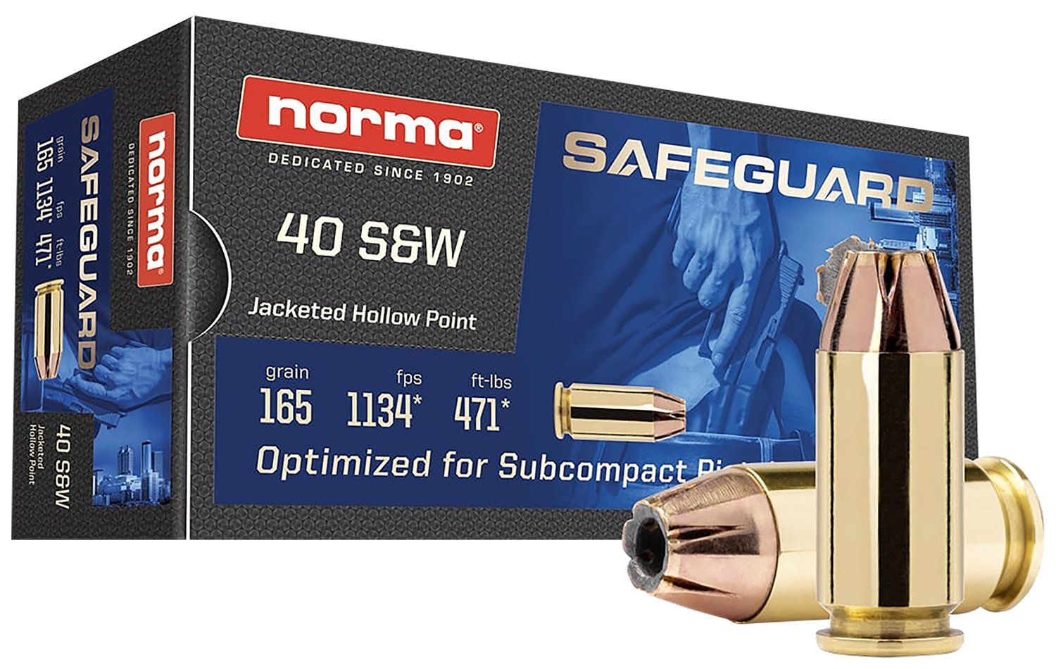 Norma Safeguard .40 S&W 165-grain JHP ammunition