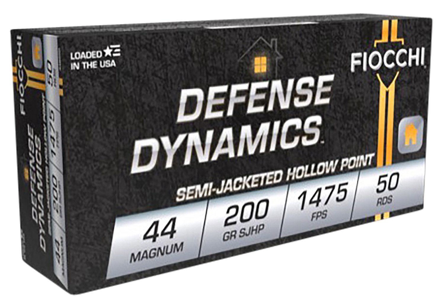 Fiocchi 44 Magnum 200-grain Semi-Jacketed Hollow Point (SJHP) ammunition, 50 rounds