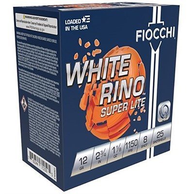 Fiocchi White Rhino Super-Lite 12 Gauge #8 1-1/8 oz shotshells