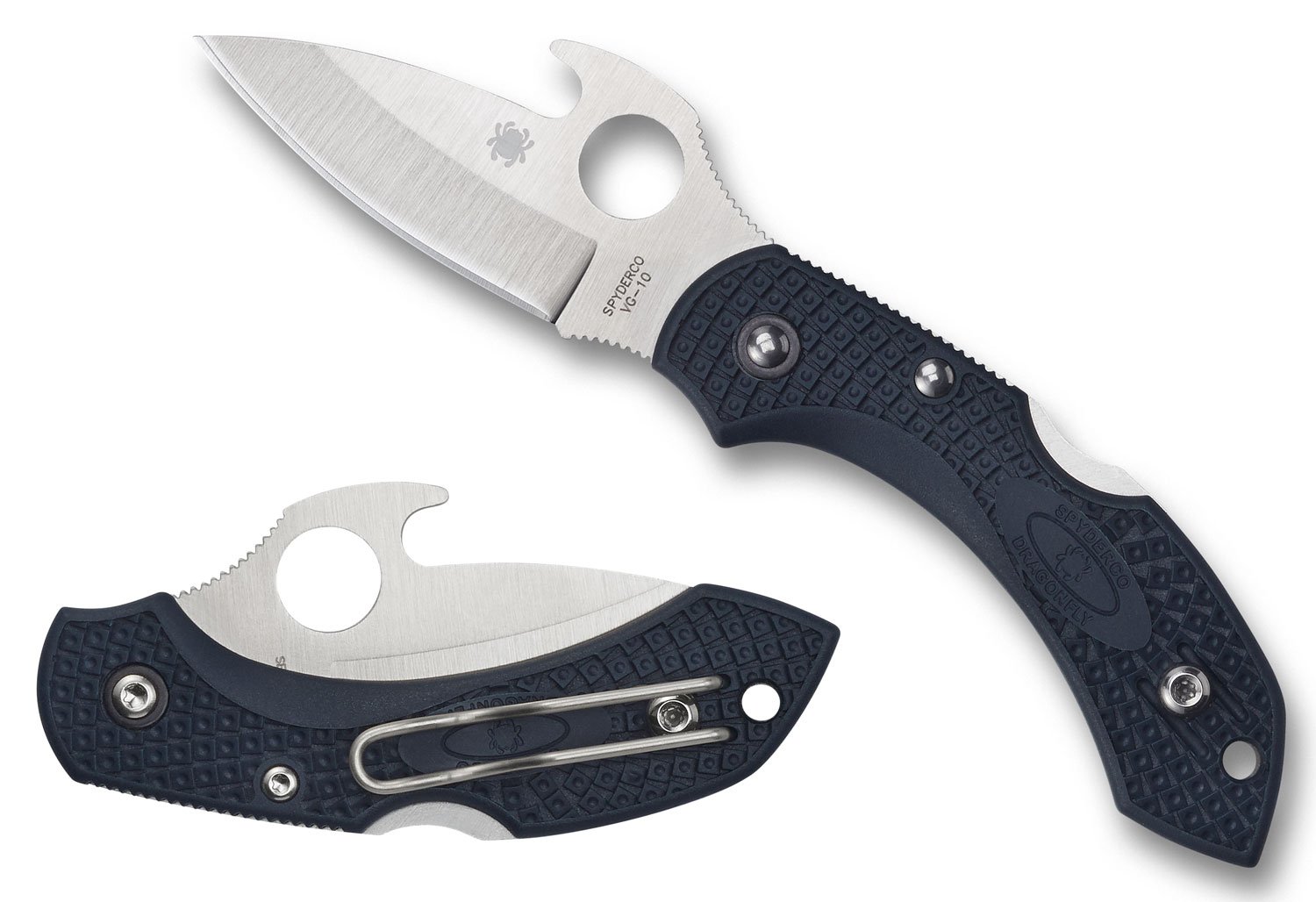 Spyderco C28PGYW2 Dragonfly 2  2.28" Folding Drop Point Plain VG-10 SS Blade Gray Bi-Directional Texturing FRN Handle Includes Pocket Clip