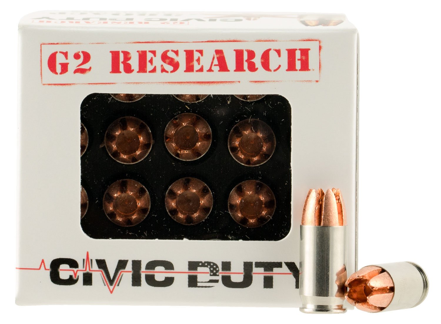 G2 Research Civic Duty .380 ACP 64-grain Copper Expansion Projectile ammunition