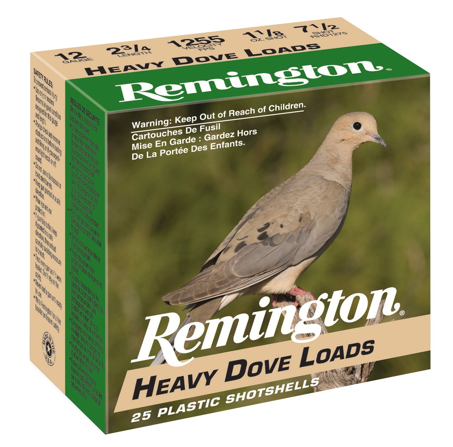 Remington Heavy Dove Loads 12 Gauge 2.75 in 1-1/8 oz #7.5 lead shot shells
