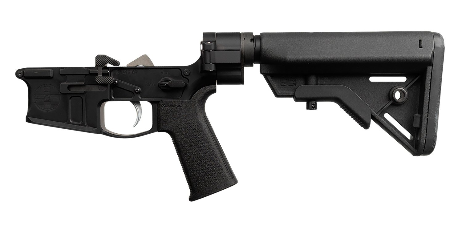 Shield Arms SA-SA15FB SA-15 Complete Lower Receiver Multi Aluminum Black Anodized B5 Systems Bravo for AR-15