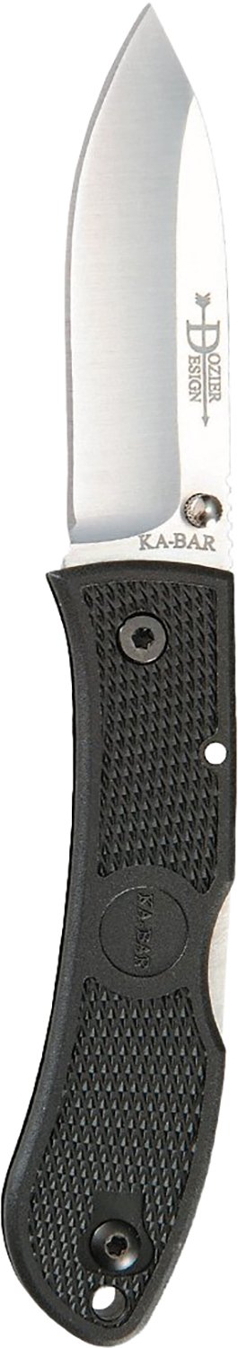 Ka-Bar 4062 Dozier Hunter 3" Folding Drop Point Plain AUS-8A SS Blade, Black Zytel Handle, Includes Pocket Clip