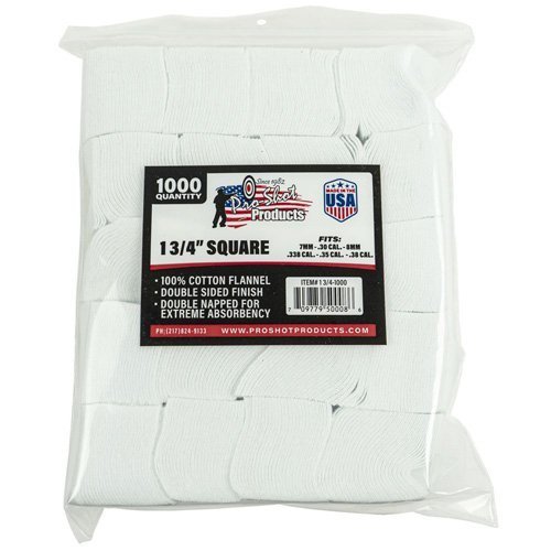 COTTON FLANNEL PATCHES - 7MM-.38 CAL./6MM, 1000 COUNT