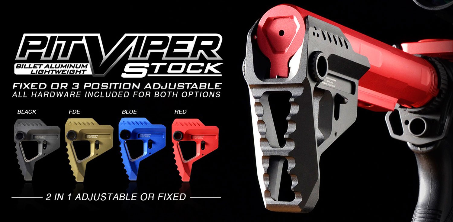 Strike STRIKEPITRED Pit Viper Stock  Red Aluminum AR Platforms