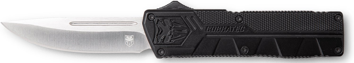 CobraTec Knives BCTLWDNS Lightweight  3.25" OTF Drop Point Plain D2 Steel Blade/Black Aluminum Handle Includes Pocket Clip