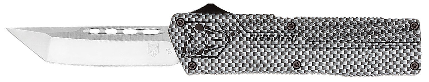 CobraTec Knives CFCTLWTNS Lightweight  3.25" OTF Tanto Plain D2 Steel Blade/Carbon Fiber Aluminum Handle Includes Pocket Clip